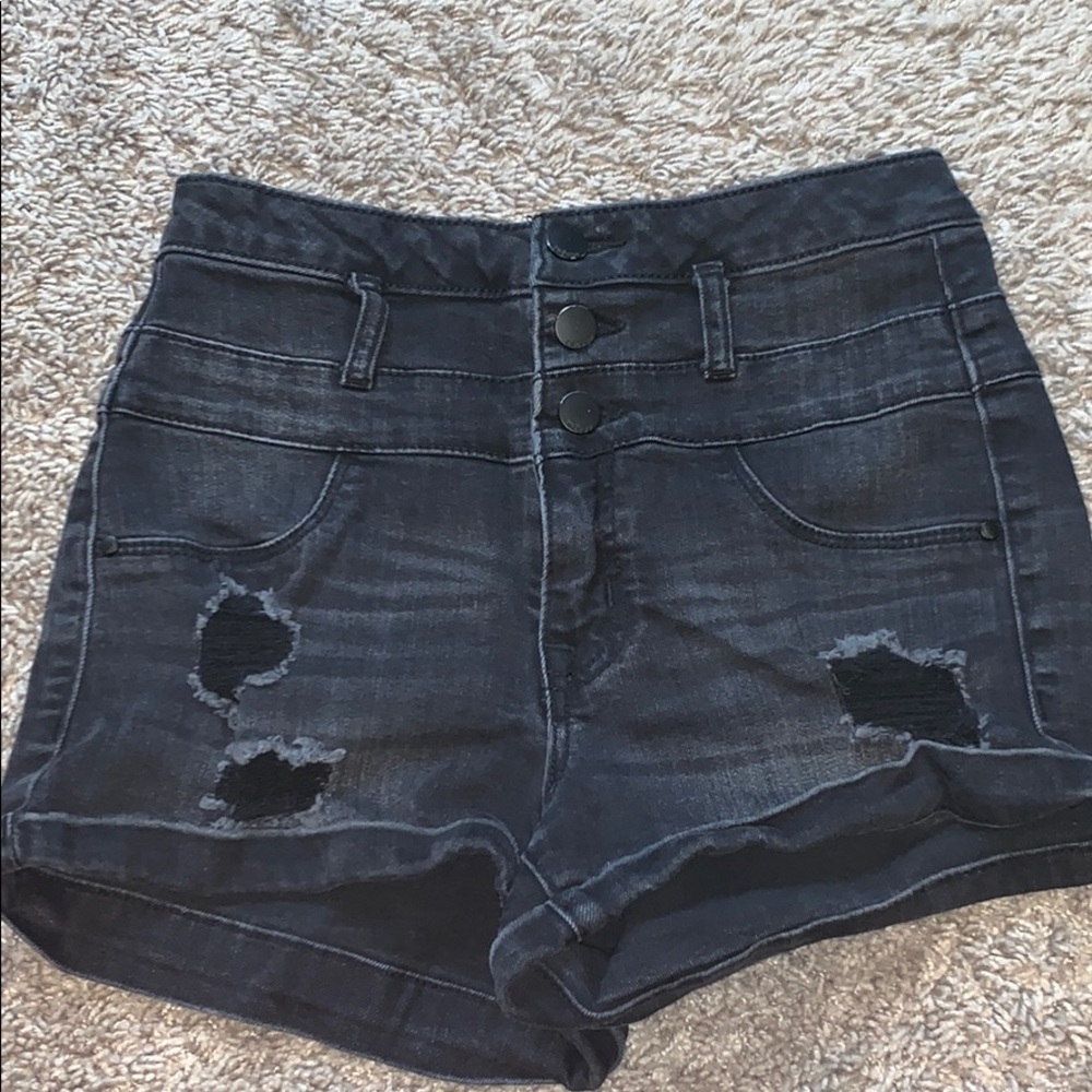 Black jean shorts
